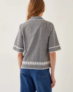 Monsoon Zoe Lace Gingham Cotton Shirt