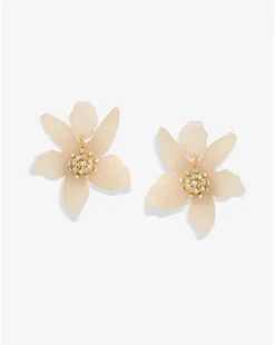 Mood Cream Resin Flower Statement Drop Earrings