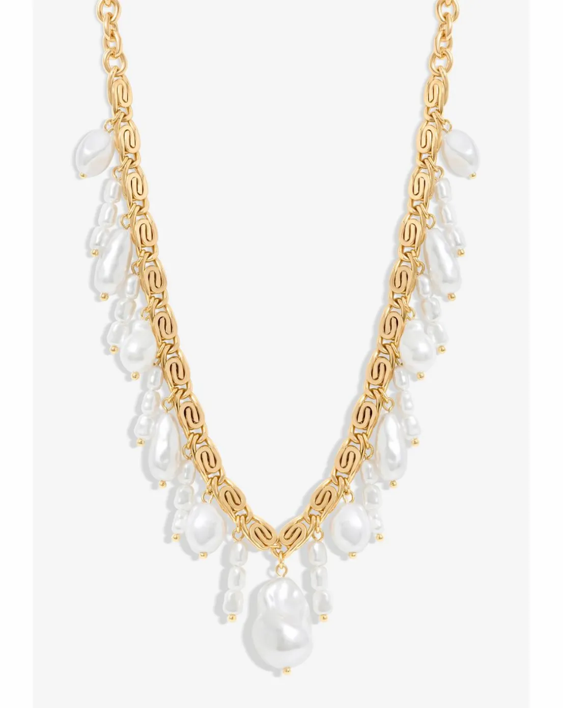 Mood Gold Cream Pearl Baroque Shaker Necklace
