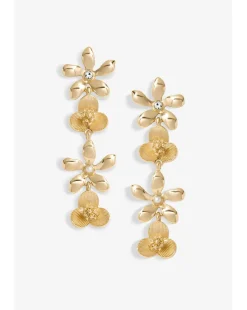 Mood Gold Mixed Flower Linear Drop Earrings