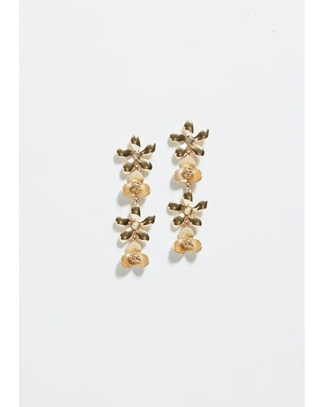 Mood Gold Mixed Flower Linear Drop Earrings