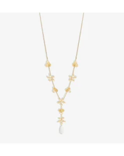 Mood Gold Mixed Flower Linear Y-Drop Necklace