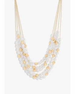 Mood Gold Pearl & Polished Multirow Necklace
