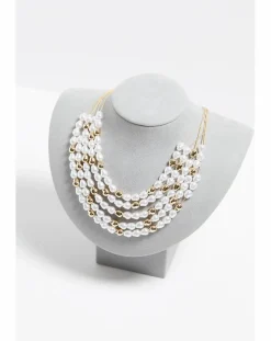 Mood Gold Pearl & Polished Multirow Necklace