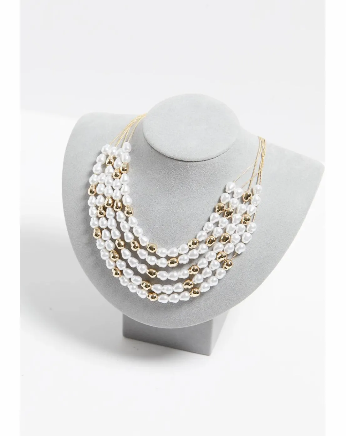 Mood Gold Pearl & Polished Multirow Necklace