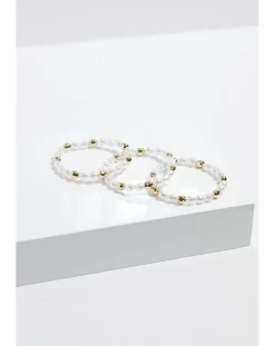 Mood Gold Pearl And Polished Stretch Bracelets - Pack Of 3