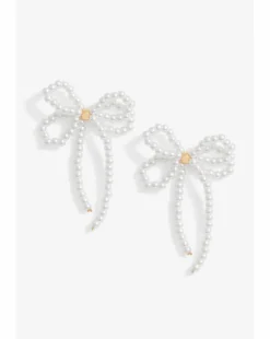 Mood Gold Pearl Bow Drop Earrings