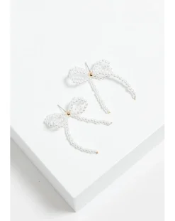 Mood Gold Pearl Bow Drop Earrings