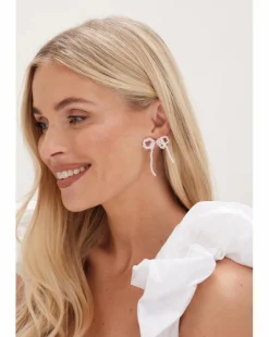 Mood Gold Pearl Bow Drop Earrings