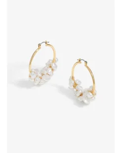 Mood Gold Pearl Cluster Hoop Earrings
