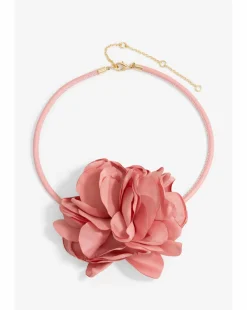 Mood Gold Pink Flower Corsage Necklace