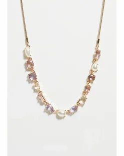 Mood Gold Romantic Crystal And Pearl Mixed Stone Allway Necklace