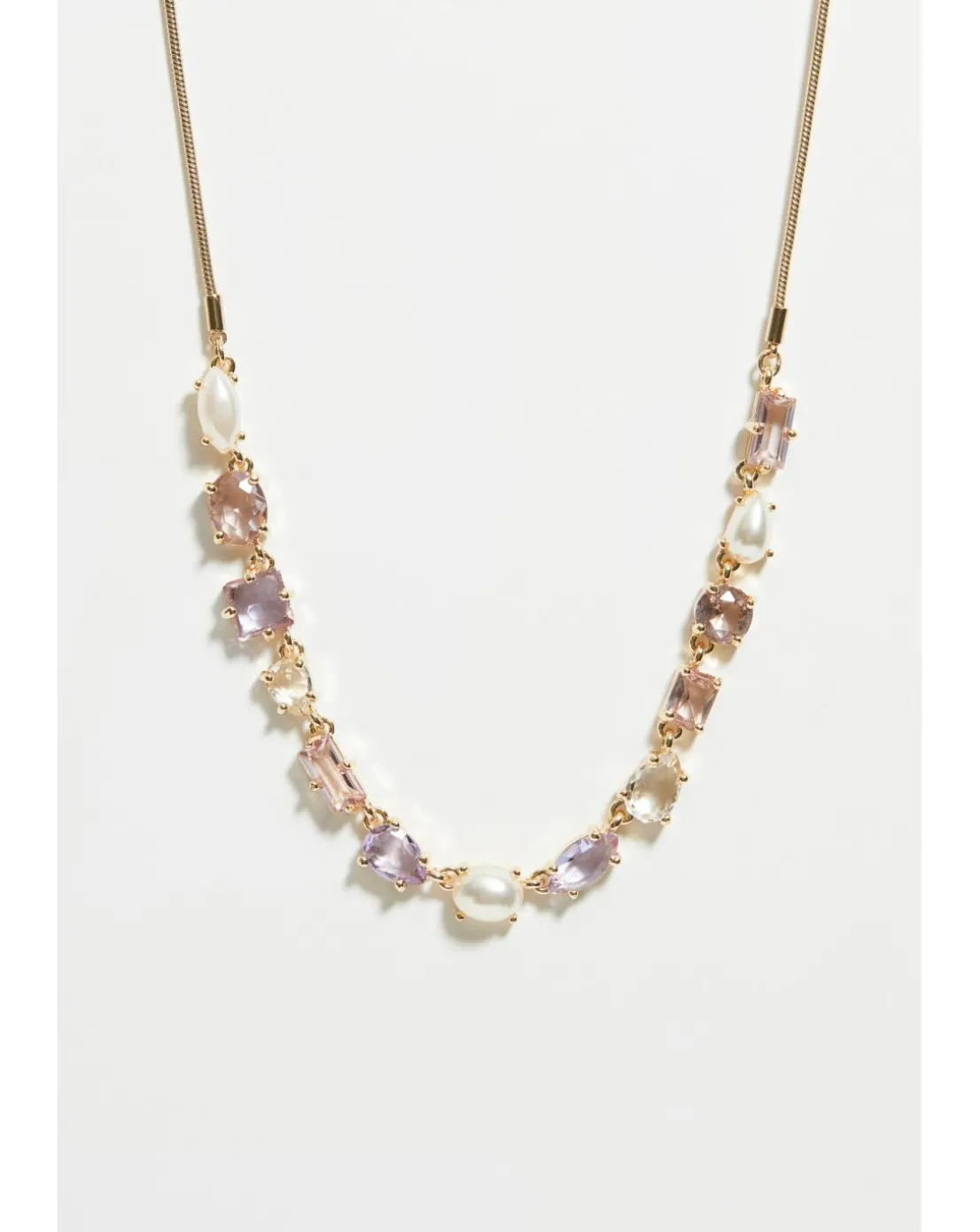 Mood Gold Romantic Crystal And Pearl Mixed Stone Allway Necklace