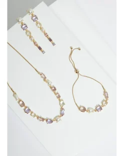 Mood Gold Romantic Crystal And Pearl Mixed Stone Allway Necklace