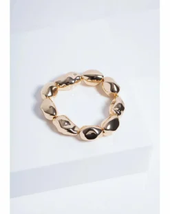 Mood Gold Sculpted Casted Nugget Stretch Bracelet