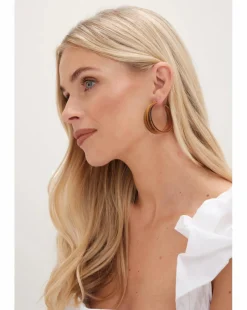 Mood Gold Tapered Resin Hoop Earrings