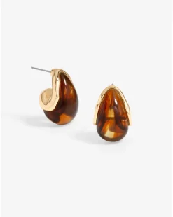 Mood Gold Tort Resin Dome Hoop Earrings