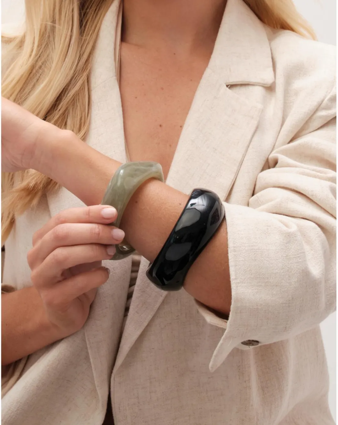 Mood Mint And Polished Resin Statement Stacker Bracelets - Pack Of 2