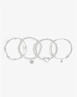 Mood Silver Heart Stretch Bracelets