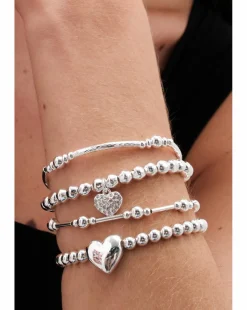 Mood Silver Heart Stretch Bracelets