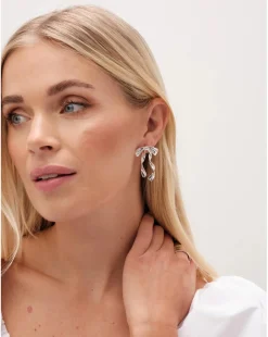 Mood Silver Polished Fluid Bow Earrings