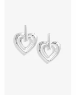 Mood Silver Polished Heart Doorknocker Earrings