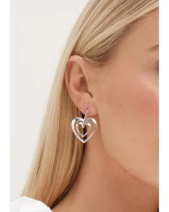 Mood Silver Polished Heart Doorknocker Earrings
