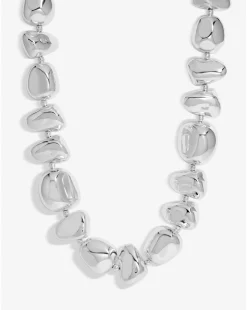 Mood Silver Polished Organic Pebble Necklace