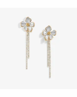 Mood Two Tone Flower Cupchain Drop Earrings