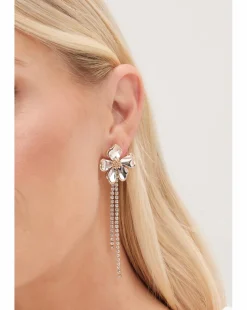 Mood Two Tone Flower Cupchain Drop Earrings