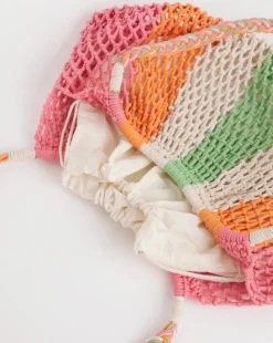 Multi-Stripe Crochet Shopper Bag