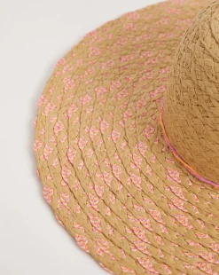 Multi-Weave Pink Wide Brim Hat