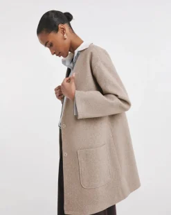 Mushroom Wool Like Collarless Coat