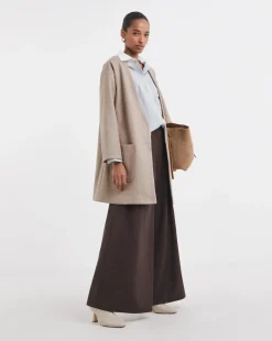Mushroom Wool Like Collarless Coat