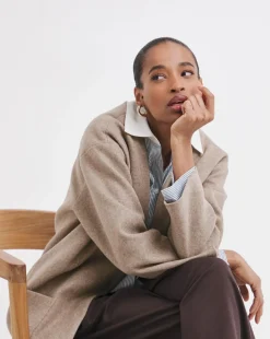 Mushroom Wool Like Collarless Coat