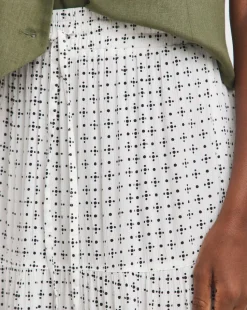 Natural Print Crinkle Midi Skirt