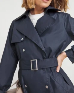 Navy Coated Trench Coat