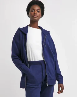 Navy Cosy Zip Up Hoodie