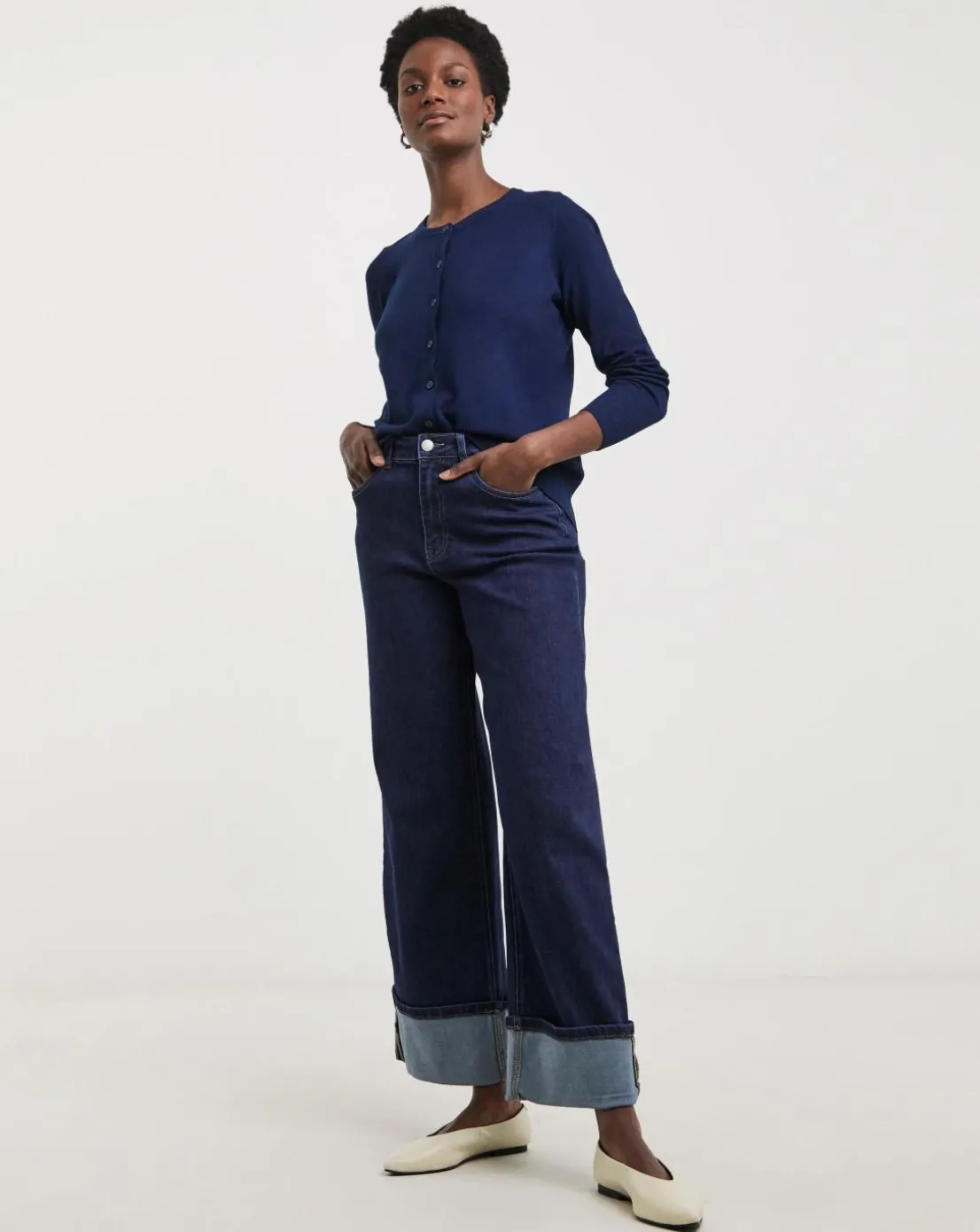 Navy Crew Neck Cardigan