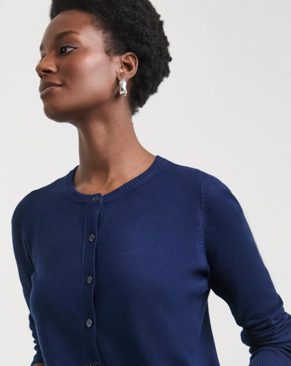 Navy Crew Neck Cardigan