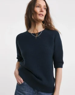Navy Crew Neck Raglan Sleeve Jumper