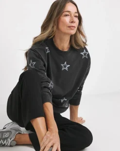 Navy Diamante Star Sweatshirt