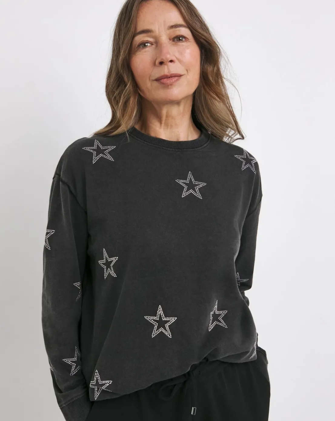 Navy Diamante Star Sweatshirt