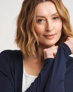 Navy Edge to Edge Jersey Cardigan