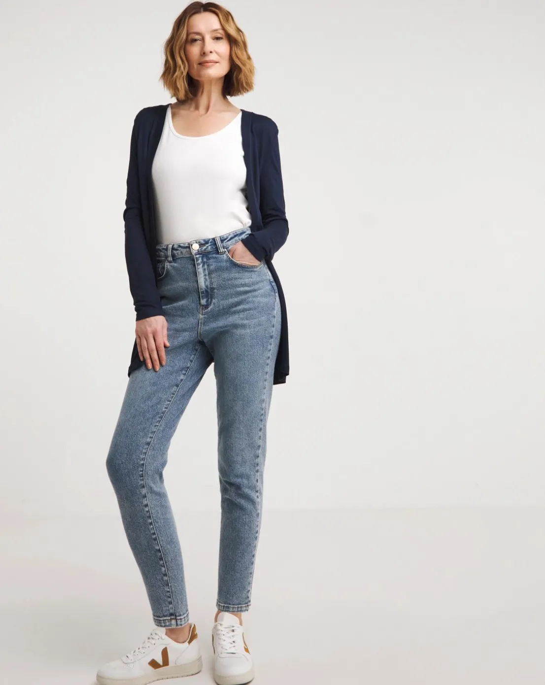 Navy Edge to Edge Jersey Cardigan