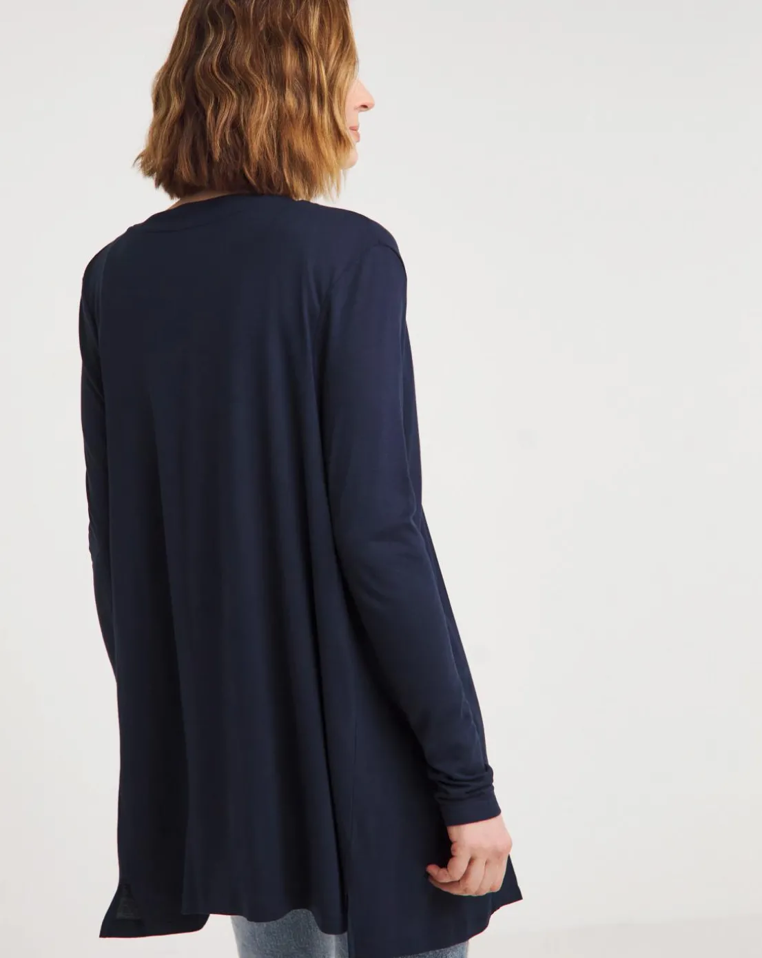 Navy Edge to Edge Jersey Cardigan
