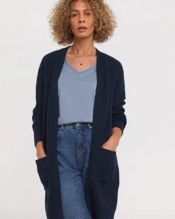 Navy Fisherman Rib Cardigan