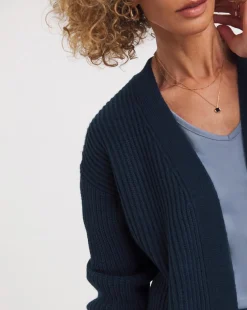 Navy Fisherman Rib Cardigan