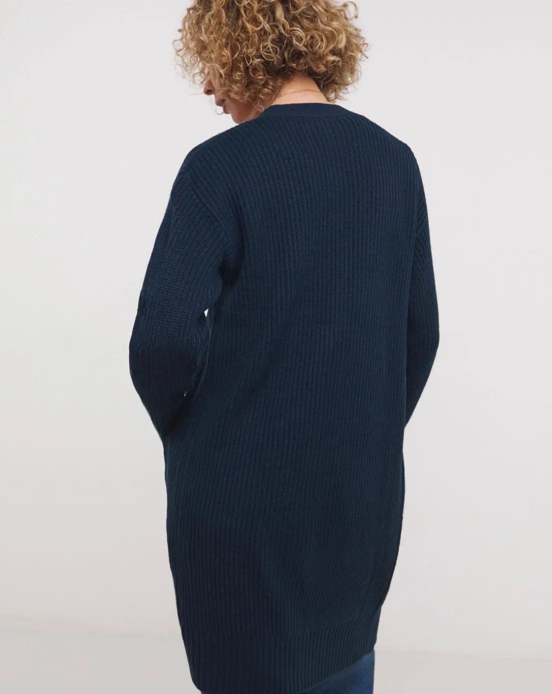 Navy Fisherman Rib Cardigan