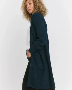 Navy Fisherman Rib Cardigan